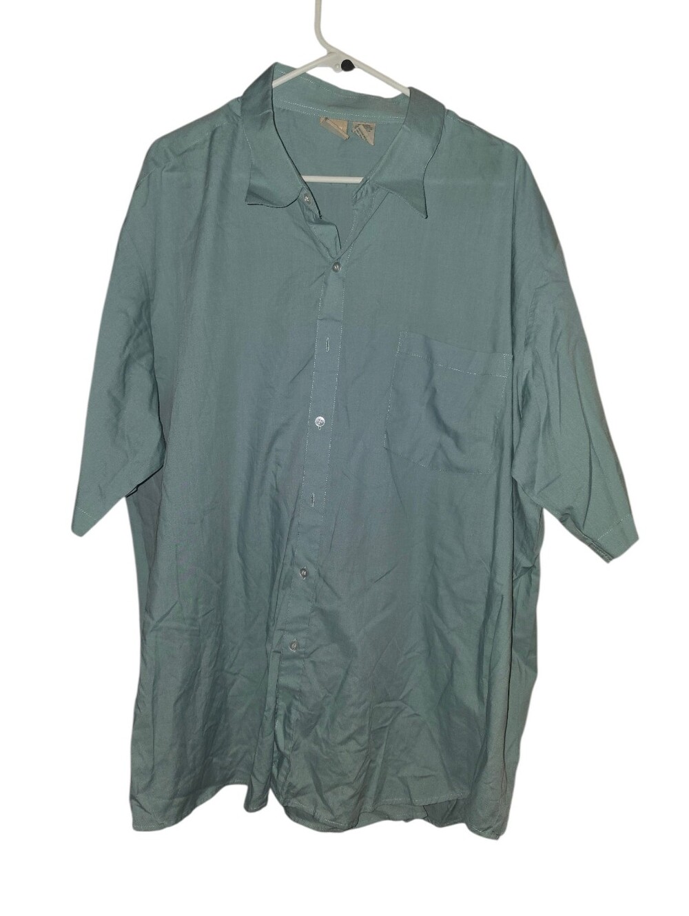 6/11/31. Haband Mens Short Sleeve Button-Down Shirt Teal Green